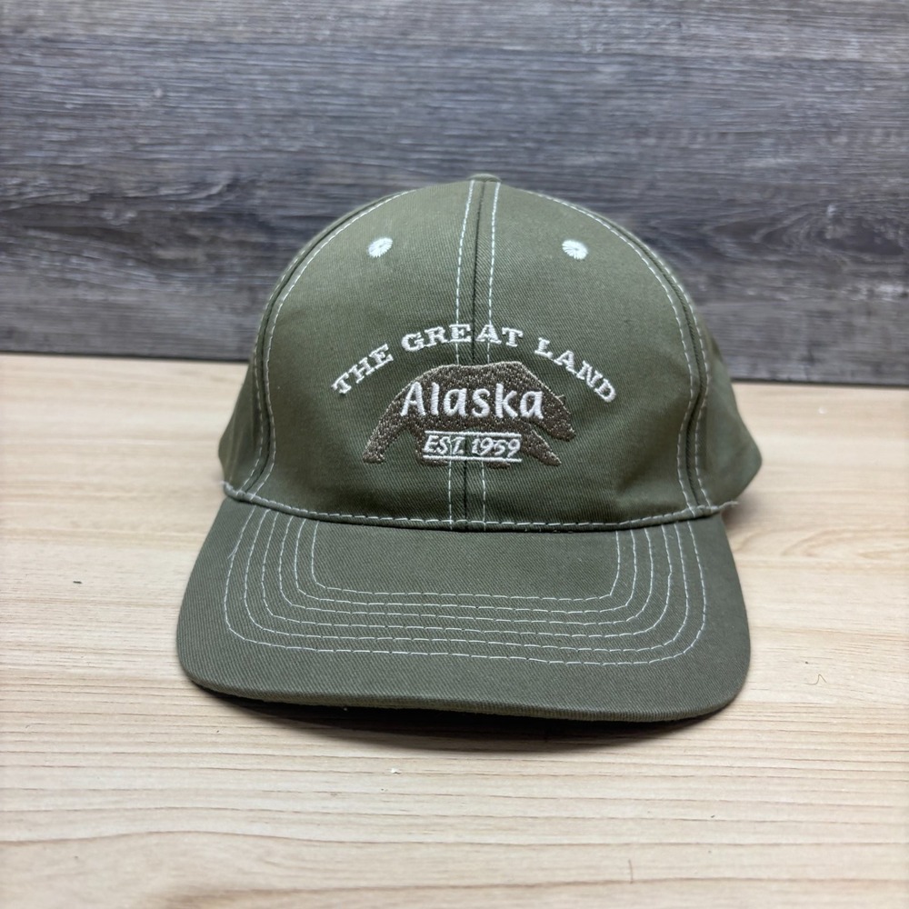 The Great Land Alaska Hat Cap Snap Back Green Bear Logo Souvenir Tongass Trading